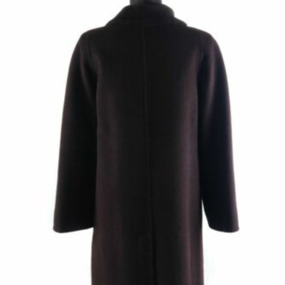 FACONNABLE Dark Brown Wool Angora Double-Breasted Overcoat Size s - Picture 3 of 5